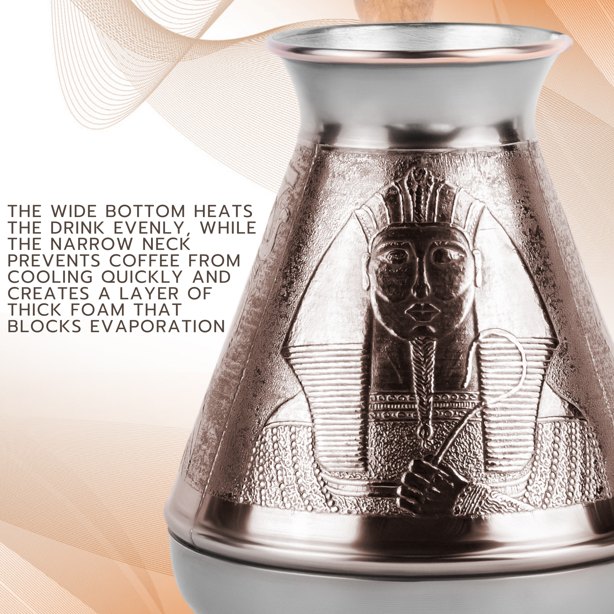 STP - Wholesale Tea Pot - Large Sphinx Copper Turkish Coffee Pot 23.7-oz7