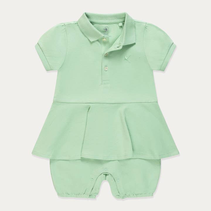 Babykleid, Polokleid für kleines Mädchen, Grünes Babykleid Shortall für den Großhandel von Mini Wardrobes
