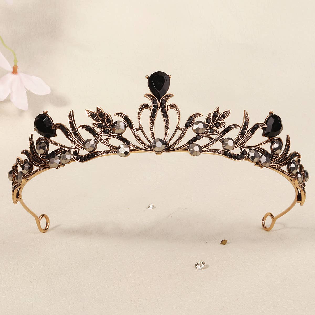 Tourtiwi - Wholesale Tiara - Women's - Obsidian Tiara Rhinestone Alloy Headdress Black Crown13