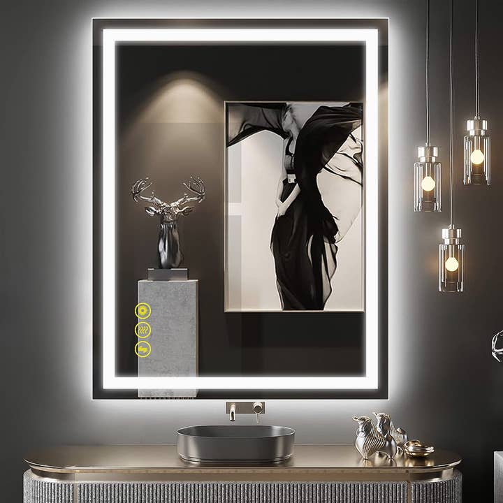 GlareGuard 28x36" Anti-Fog Backlit LED Bathroom Mirror for wholesale by Brio Lighting