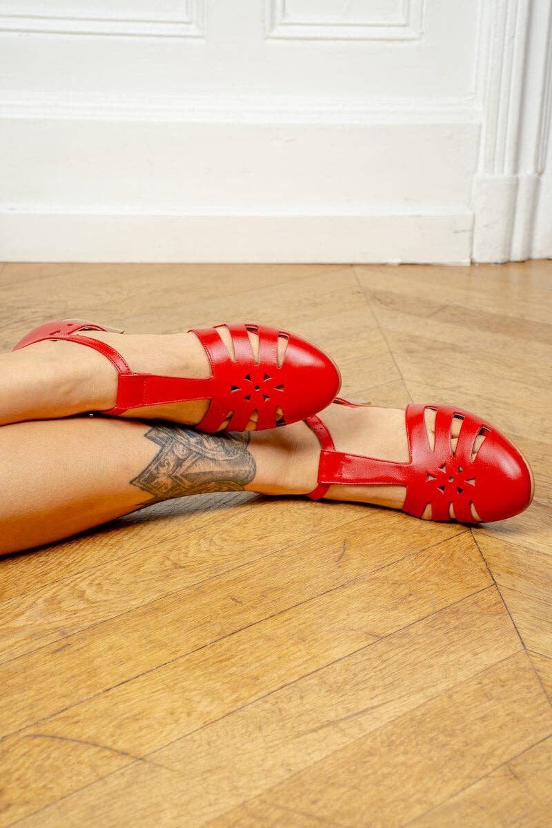 Swivells - Wholesale Sandals - Women's - Holly - Sandales Rouges en Cuir5