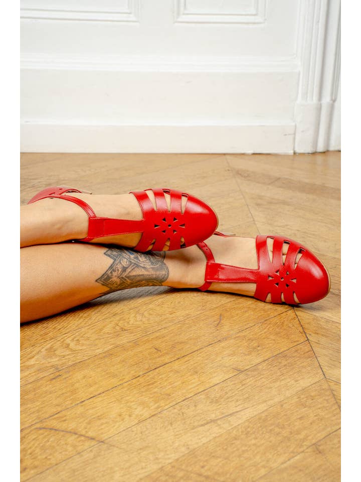 Swivells - Wholesale Sandals - Women's - Holly - Sandales Rouges en Cuir5