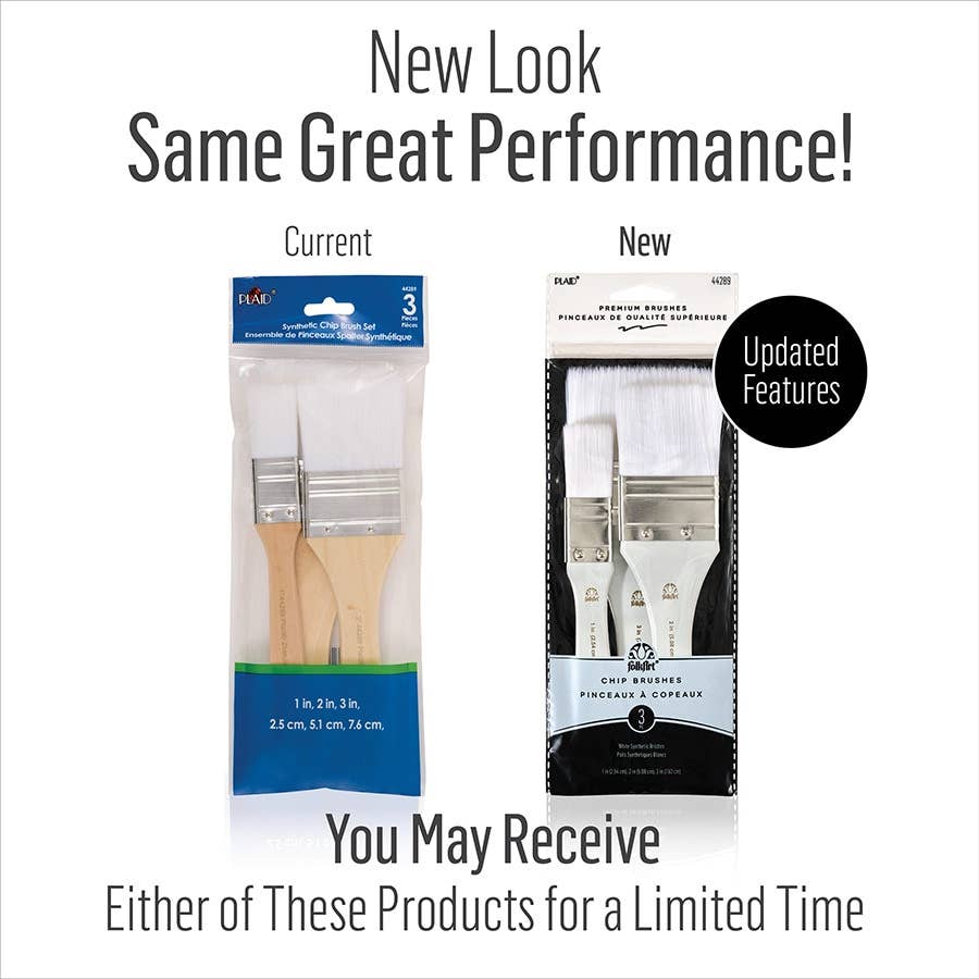 Plaid Crafts - Wholesale Paint/Wax Brush - FolkArt White Nylon Chip Brush Set 3 Piece2