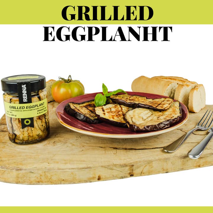 Wholesale Italian Food - Wholesale Pickled Vegetables - Renna, Grilled Eggplant, Roasted Marinaded Eggplants preserved in oil,10.58 oz