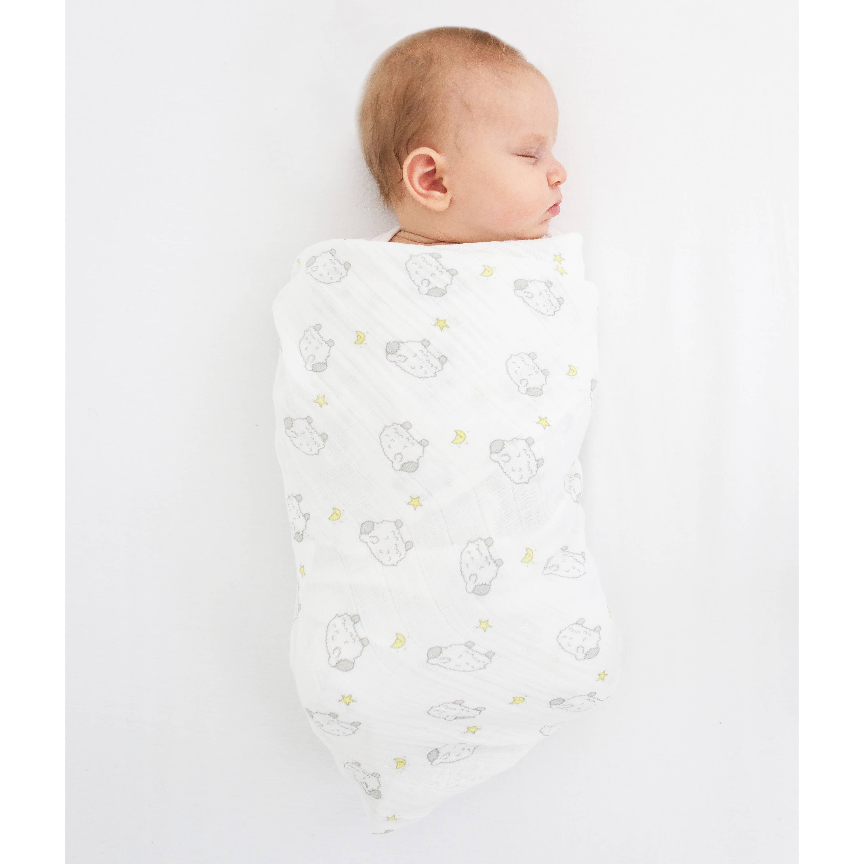 SwaddleDesigns - Wholesale Swaddle Set - Baby - Muslin Swaddle Blankets, Set of 3, Little Lambs Goodnight2