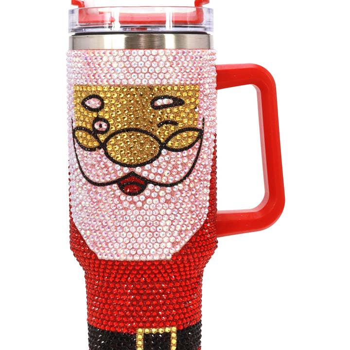 RED Happy Santa Bling Glam Insulated Tumbler for wholesale on Faire2