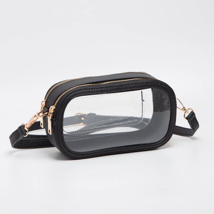 MiMi Wholesale - Wholesale Crossbody Bag - Women's - TG10552 Double Zipper Oval Clear Gameday/Stadium Bag25