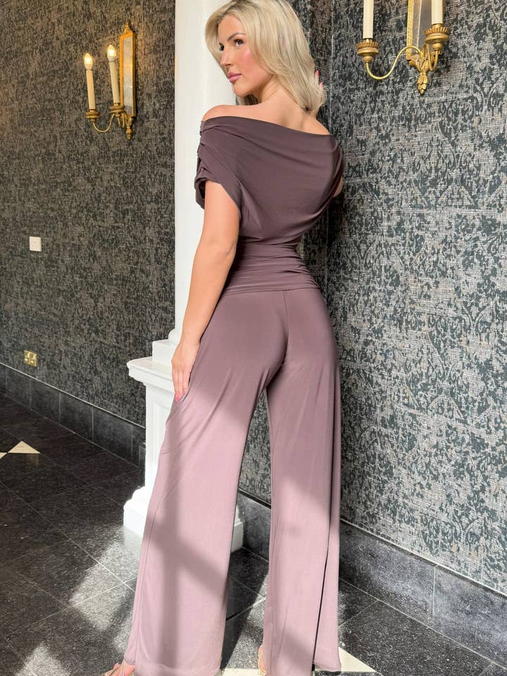 STOCK Carbon jumpsuit in chocolate for wholesale on Faire4