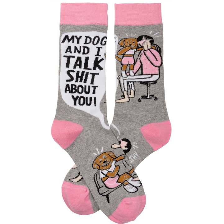 Primitives by Kathy - Wholesale Socks - Unisex - My Dog And I Talk About You Socks1