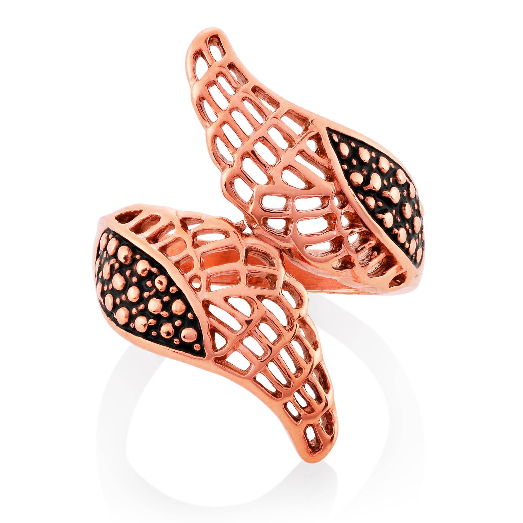 West Coast Jewelry - Wholesale Cocktail/Statement Ring - Angel Wings Stainless Steel Bypass Ring2