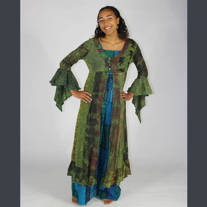 Jayli Clothing - Wholesale Jacket - Women's - STEVIE DUSTER Jaypuri Over Dye Patchwork Long Duster