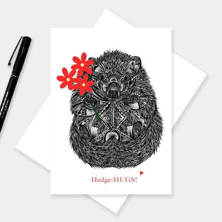 Hedgehog Love Card for wholesale by Pia Elliot Art