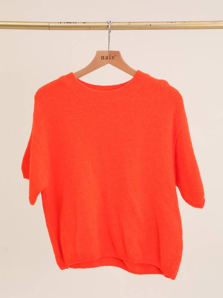 NAÏS PARIS - Wholesale Knit Sweater - Women's - ROUND NECK SHORT SLEEVE SWEATER IN SUPERFINE ALPACA12