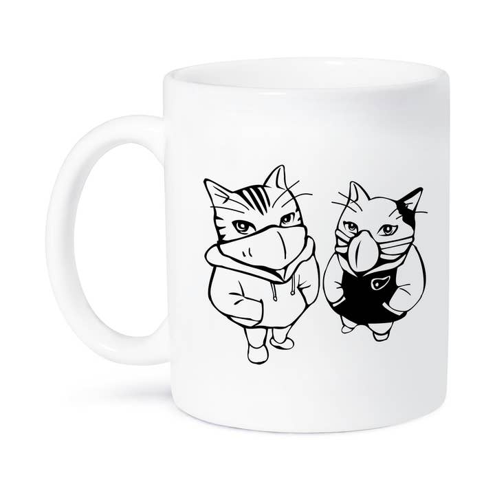 3dRose - Wholesale Coffee Mug - 3dRose, Cool Cats Drawing Wearing Face Masks Image COVID 19, 3DRAMM, Mug8