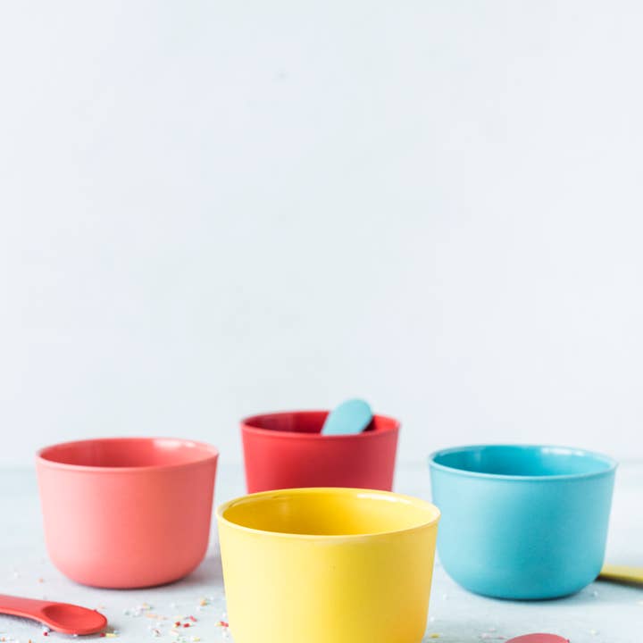 EKOBO - Wholesale Drinking Glass/Cup - Kids & Baby - Bambino Ice Cream Set RETRO - Coral, Lagoon, Lemon, Tomato4