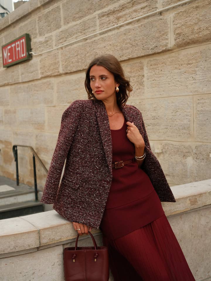 LULUMARY - Wholesale Suit Jacket - Women's - Sequin tweed jacket V3442