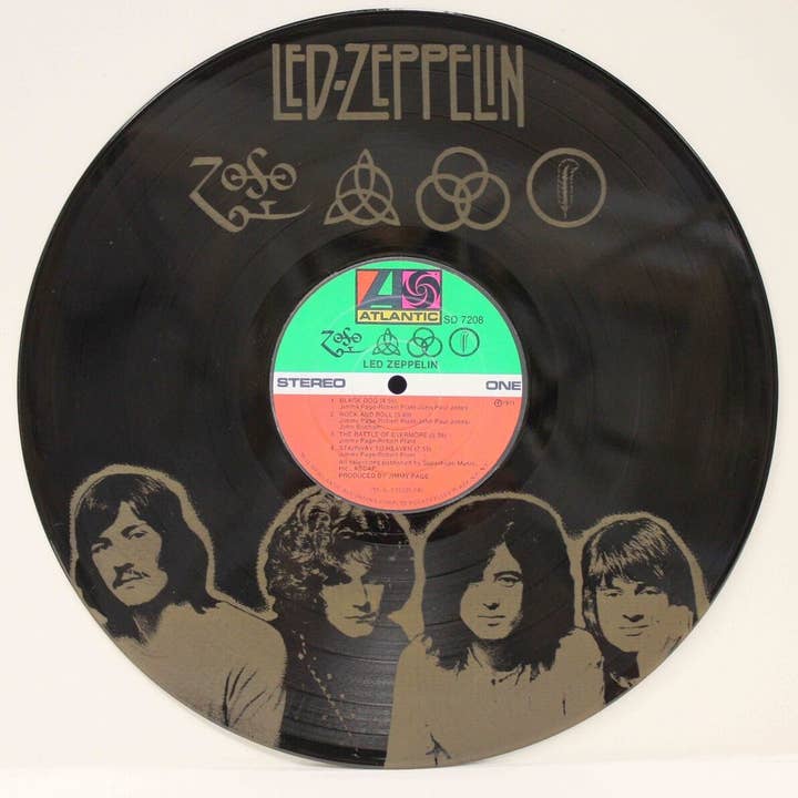 Led Zeppelin 12 Inch Black Vinyl Lp Laser Etched Wall Art. for wholesale by Gold Record Outlet