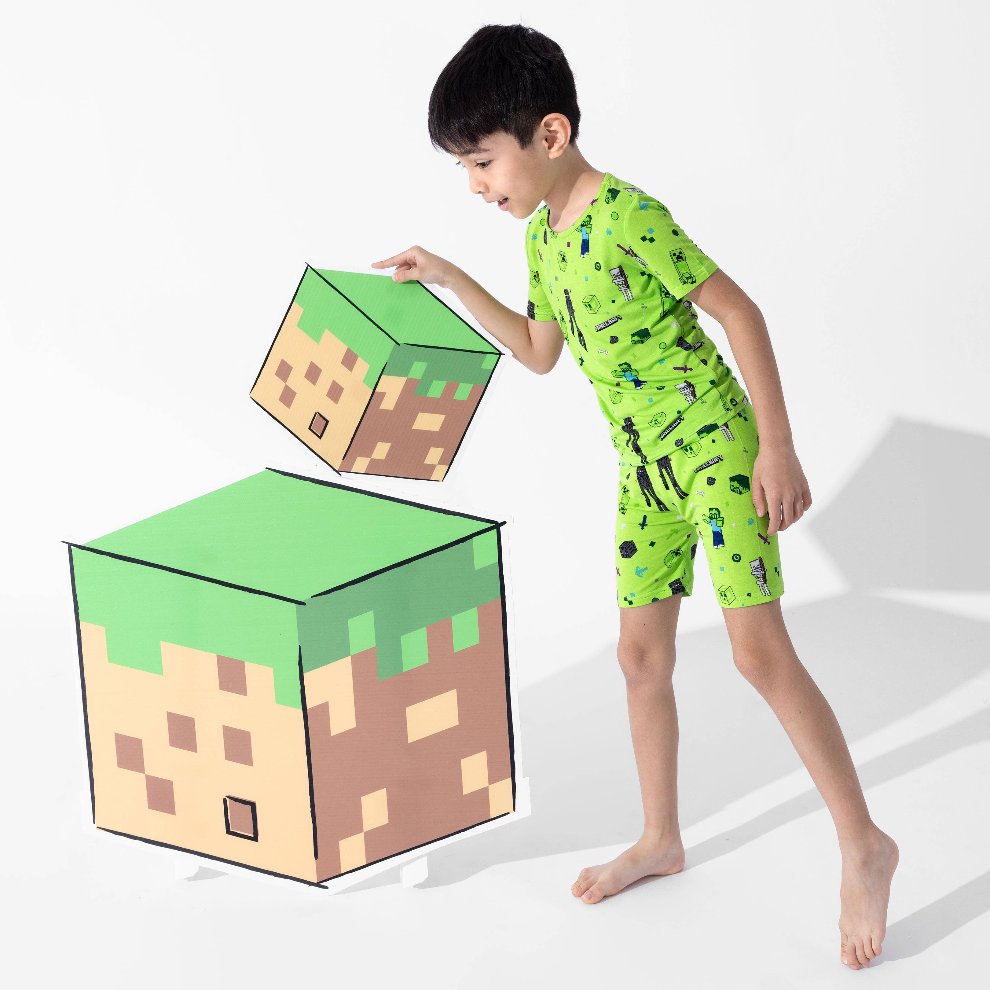 Bellabu Bear – Conjunto de pijama - Crianças por atacado – Conjunto de Pijama Curto Infantil Minecraft Mob Squad Bamboo5