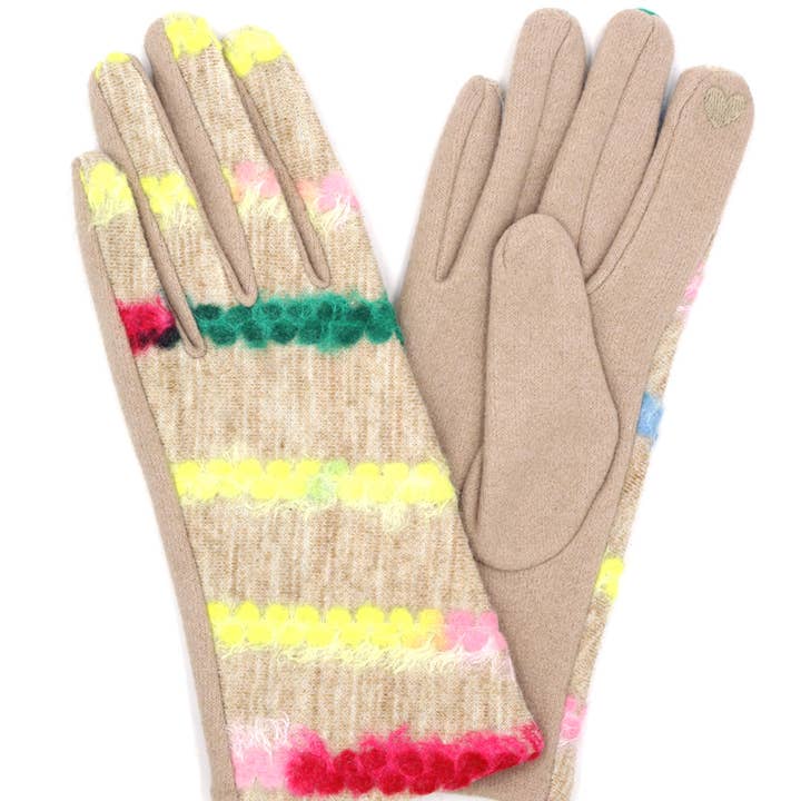 Multi Yarn Striped Pattern Smart Gloves for wholesale by Collections by Fame Accessories