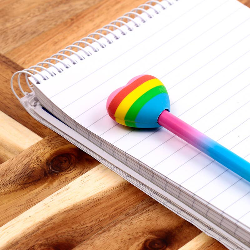 Puckator Ltd – wholesale Pencil – Rainbow Heart Pencil & Eraser Topper2