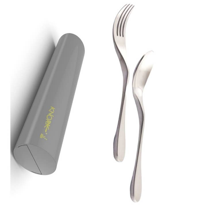 Pacote combinado de garfo e colher de chá de salada inoxidável Eco Carry Case por atacado de Knork Flatware
