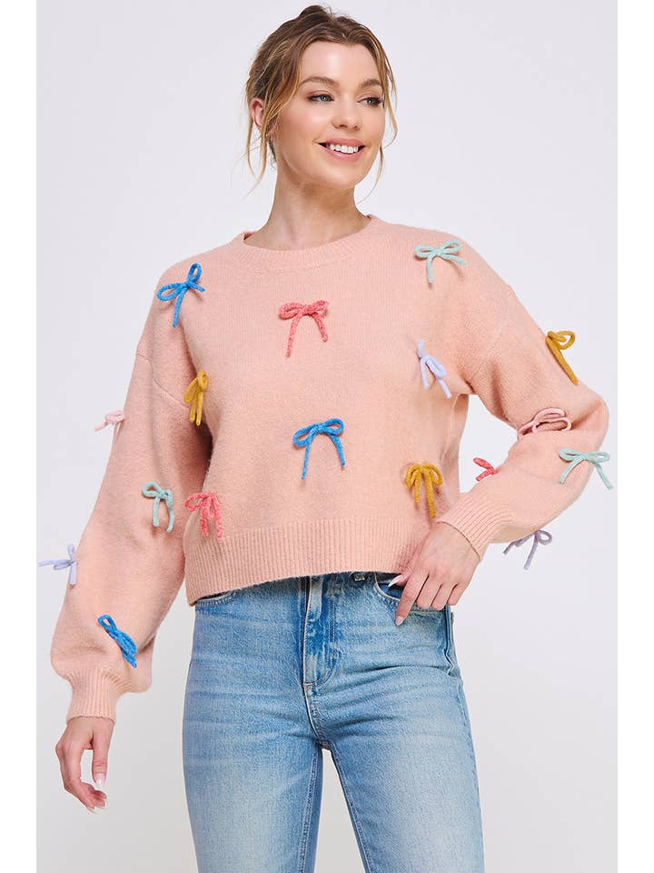 Allie Rose - Wholesale Knit Sweater - Women's - Soft 3D Ribbon Pullover Sweater8