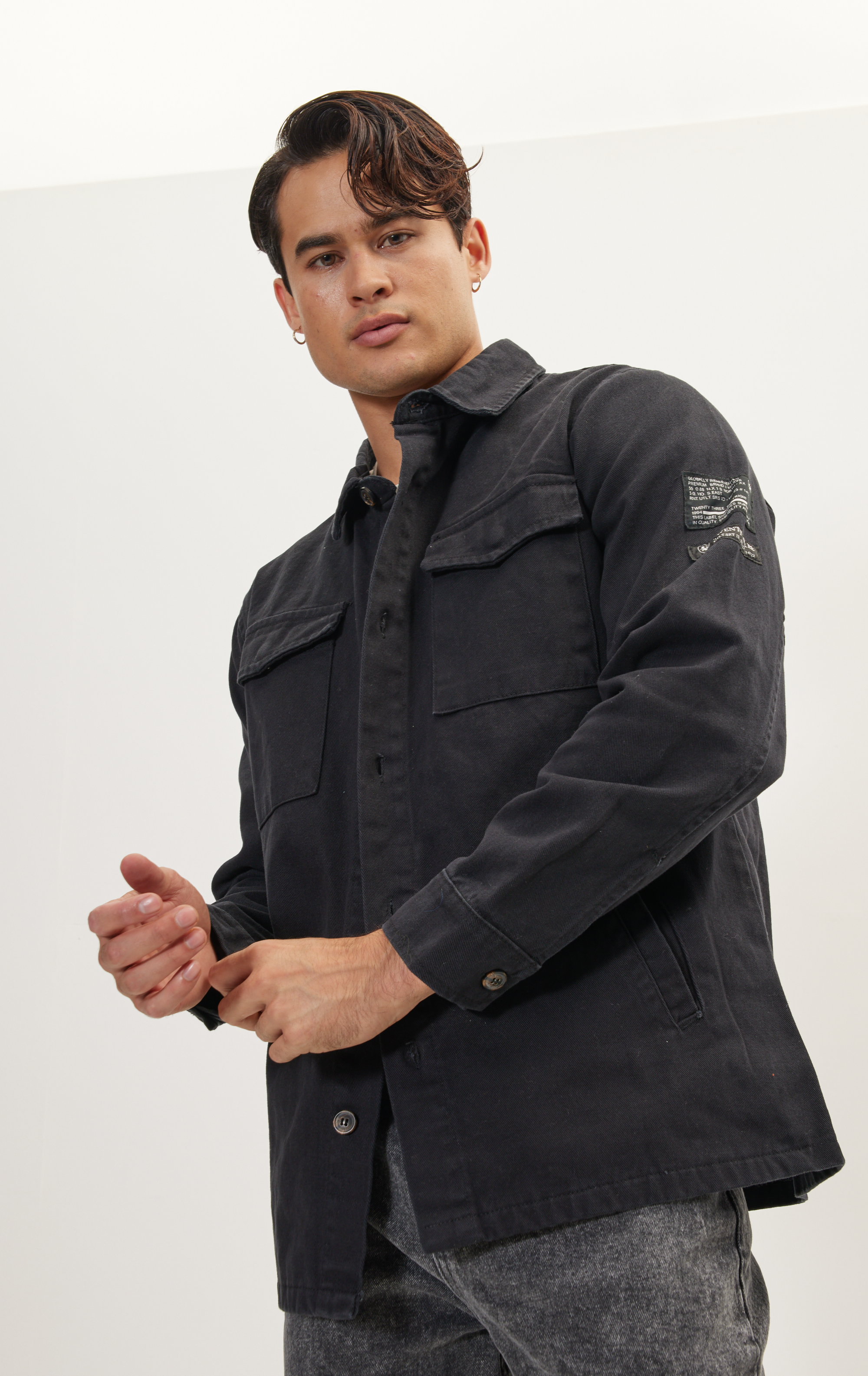 Utilitarian Shirt Jacket - Black for wholesale on Faire8