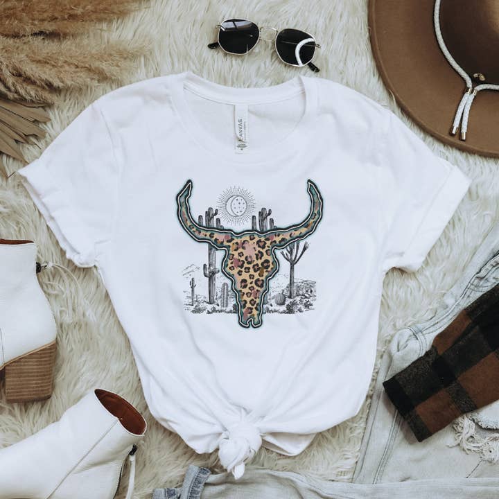 Western Leopard Skull T-Shirt for wholesale by Trendznmore - Modern Graphic Apparel