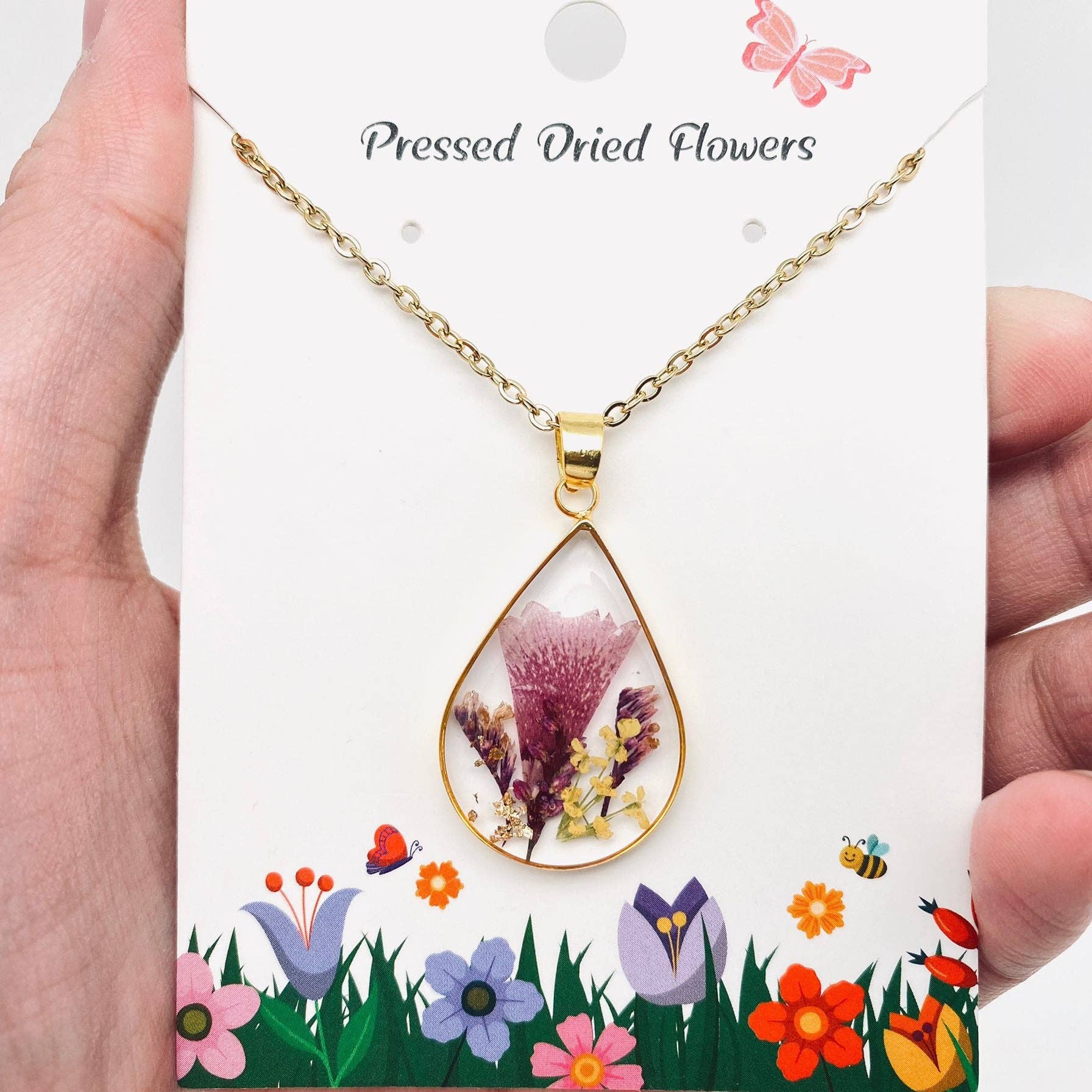 Mio Queena - Wholesale Pendant/Charm Necklace - Genuine Pressed Dried Flower Floral Charm Necklace - PDF5
