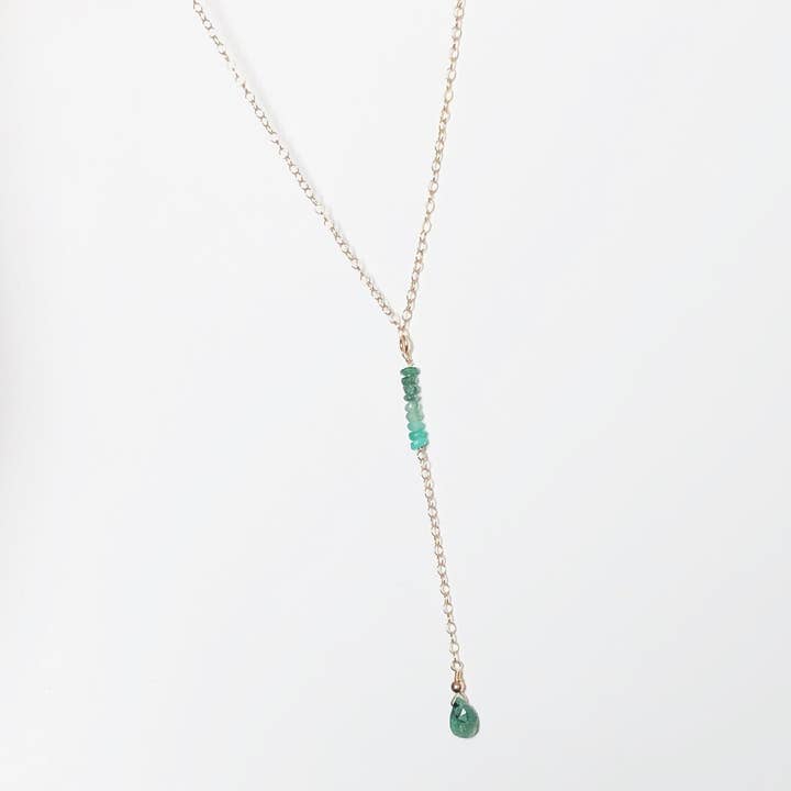 SEQAY - Wholesale Y-Neck/Lariat Necklace - May Birthstone Necklace with Emerald, Emerald Gradient Necklace, Y Lariat Necklace with Emerald Drop6