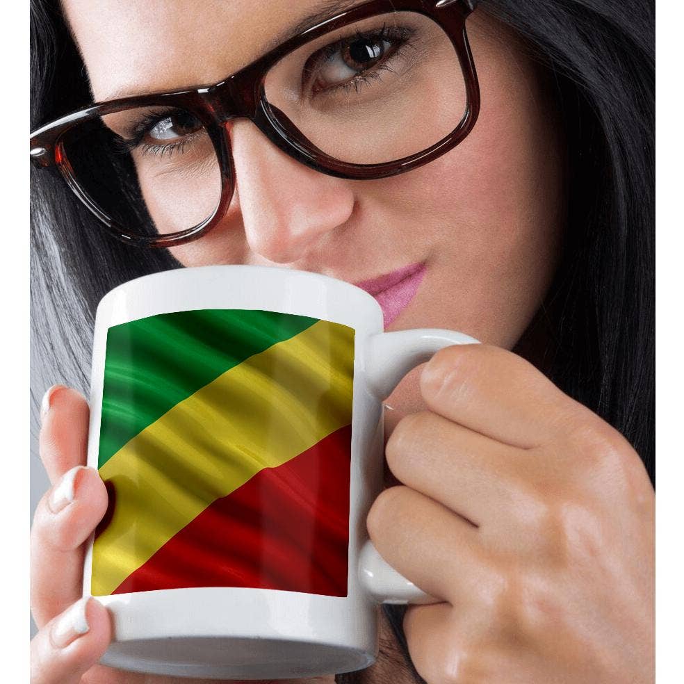 3dRose – wholesale Kaffekoppar – 3dRose, Republiken Kongos flagga som vajar i vinden, mugg9