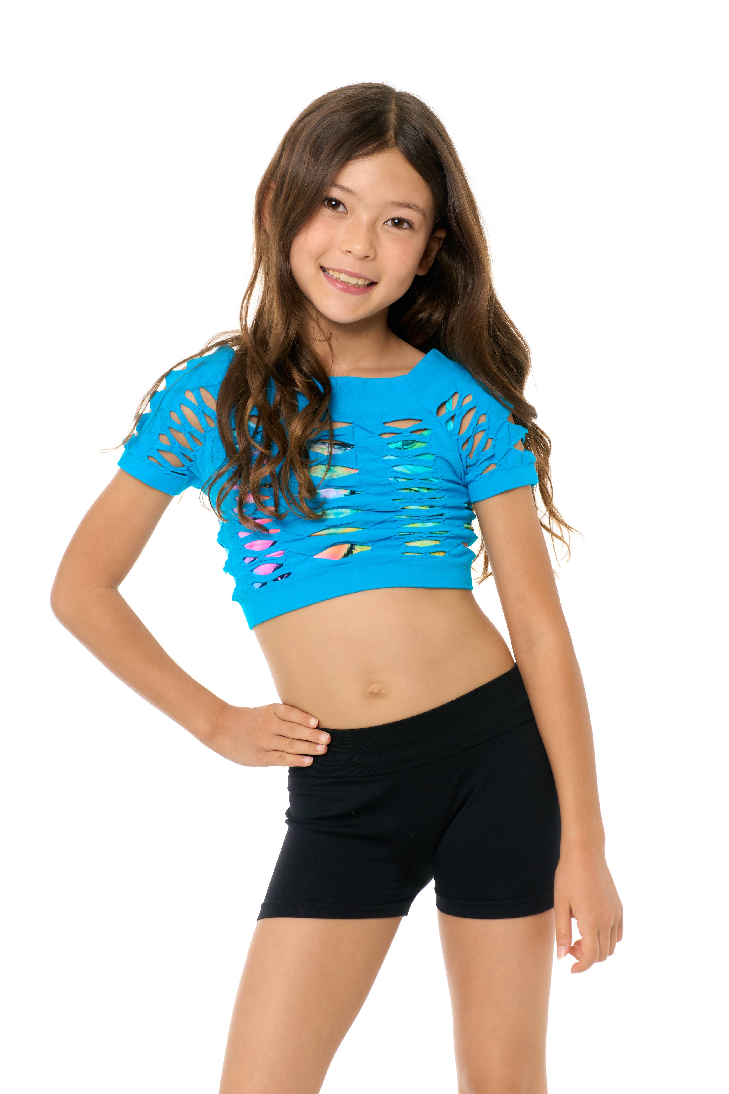 Malibu Sugar - Wholesale Tank Top - Kids - Malibu Mesh Crop Top for Dance Girls (8-14) One Size14