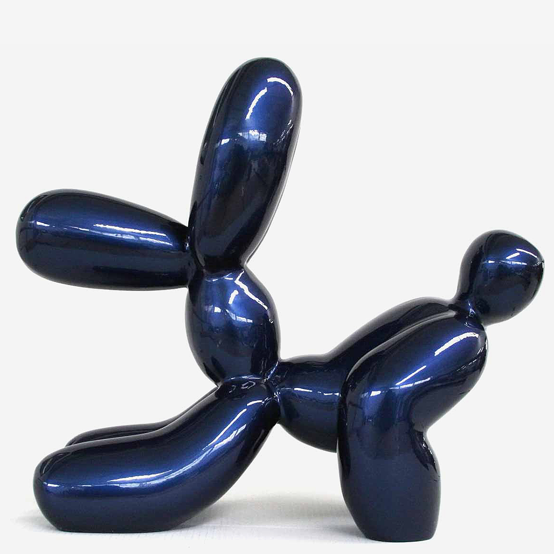 JULIARTE – wholesale Dekorativ statyett – Ballonghund Fetch blå metallisk - handmålad konstfigur1