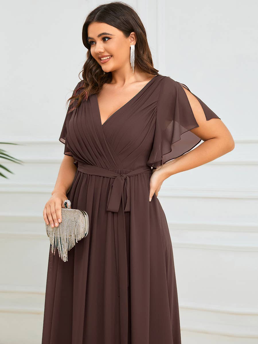 Ever-Pretty - Vente Robe – femme - Robes de soirée à volants à manches courtes exclusives B2B30