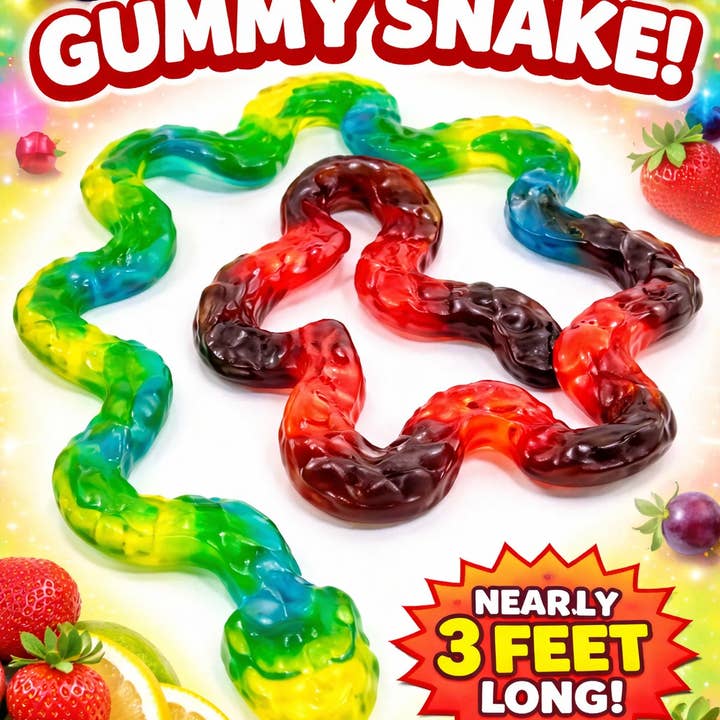Giant Rainbow Gummy Snake – Assorted Flavors 7 Lb case for wholesale by Gumdrop Garden