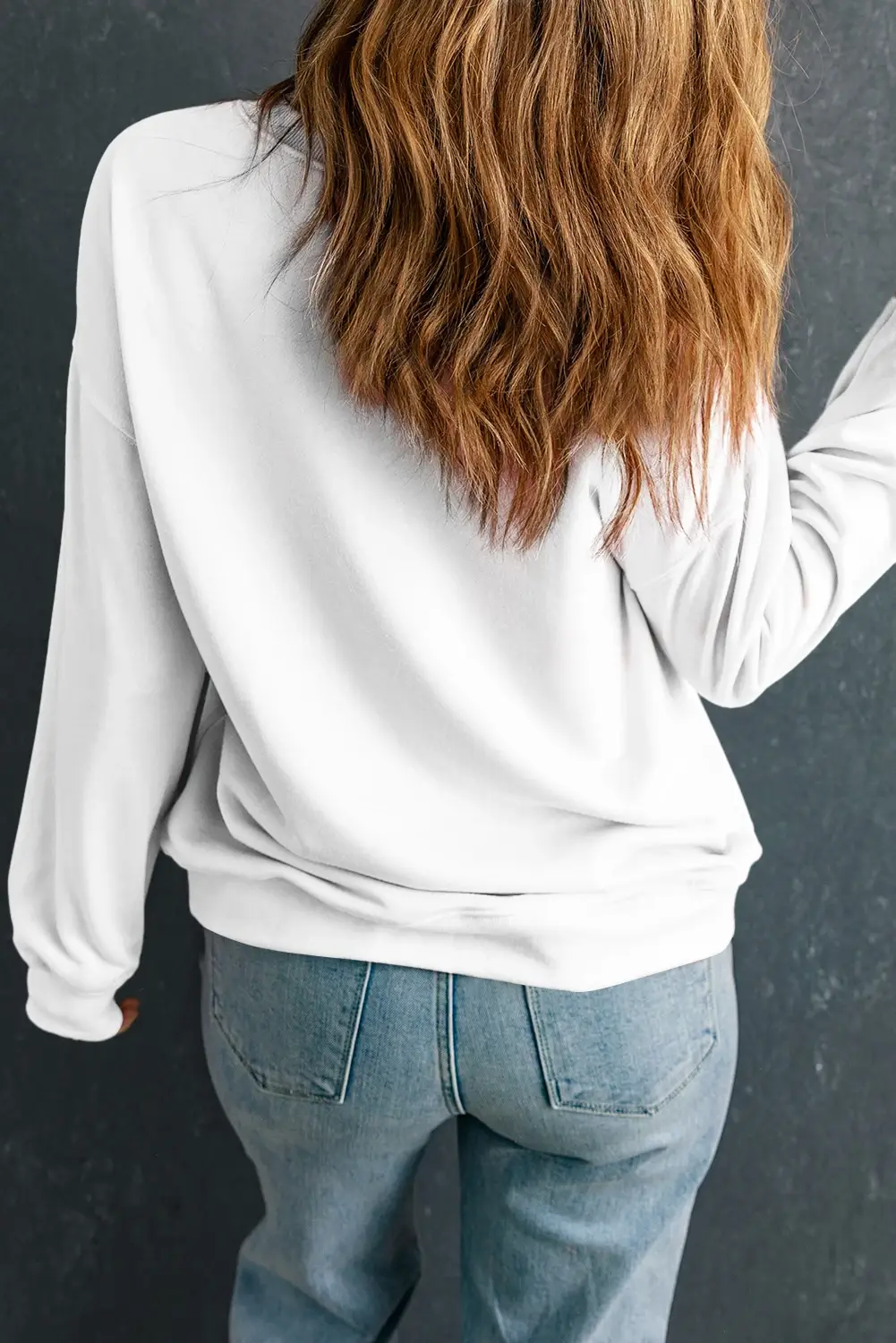 White Plush Leopard Tree Patched Drop Shoulder Sweatshirt for wholesale on Faire1