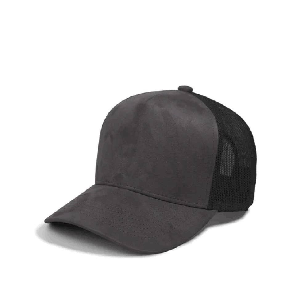 DOBBI - Wholesale Trucker Hat - Unisex - Plain 5Panel Suede Curve Mesh3