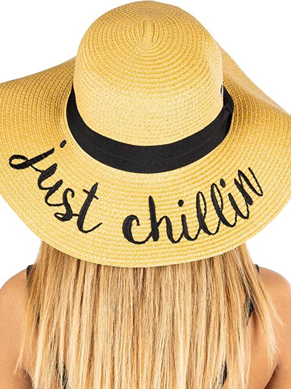 Embroidered Sun Hat - Just Chillin for wholesale by Funky Junque