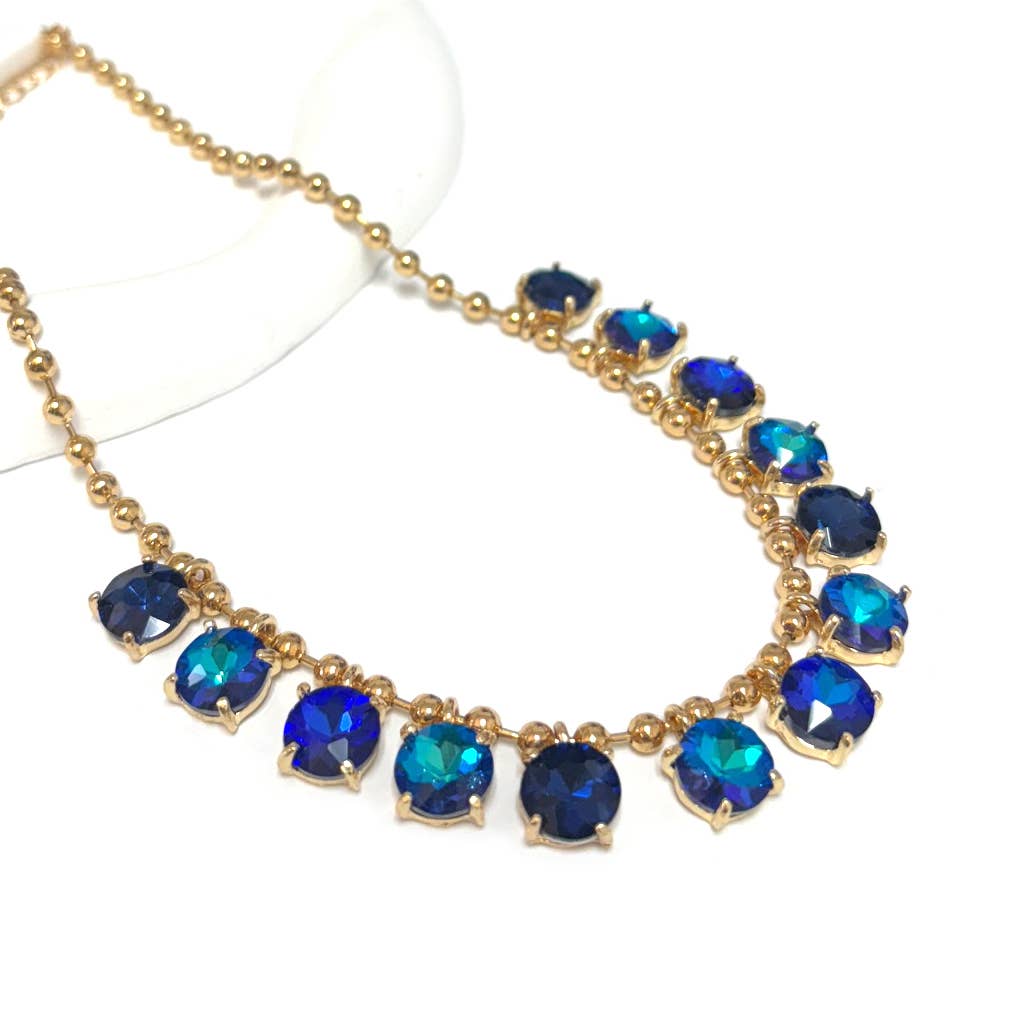 StarryNYC - Wholesale Beaded/Pearl Necklace - Crystal Glass Bead Dangle Station Ball Beaded Chain Necklace6