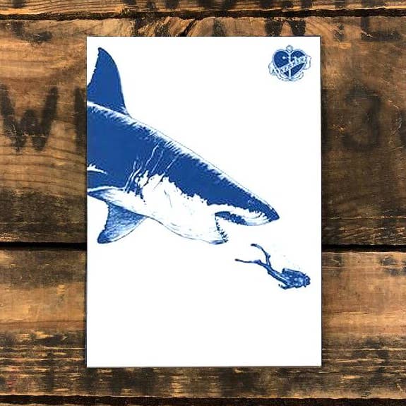 10 cartes postales requin et plongeur pour la vente par Ankerherz Verlag