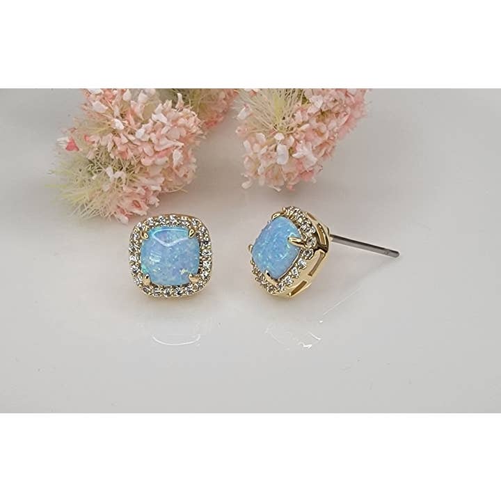 BETTYOH INC - Wholesale Stud/Post Earrings - LAB GROWN OPAL STUD EARRINGS.11