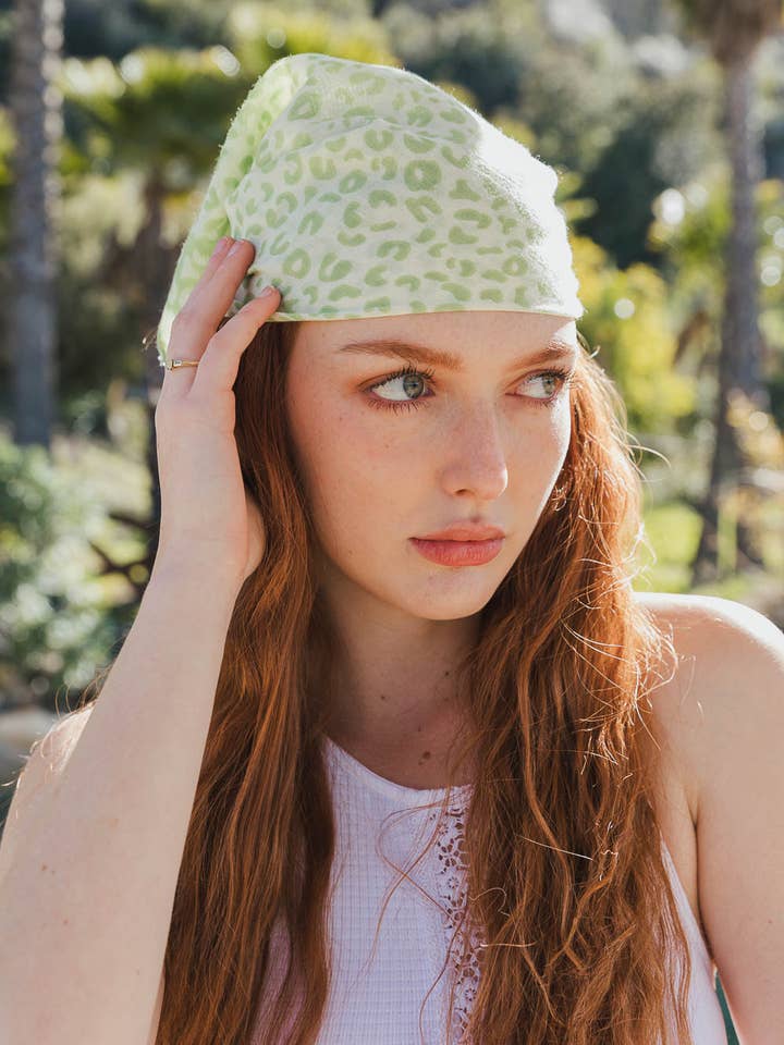 π Cheetah Print Bandana in Rust, Lime Mustard, Black for wholesale by Leto Accessories
