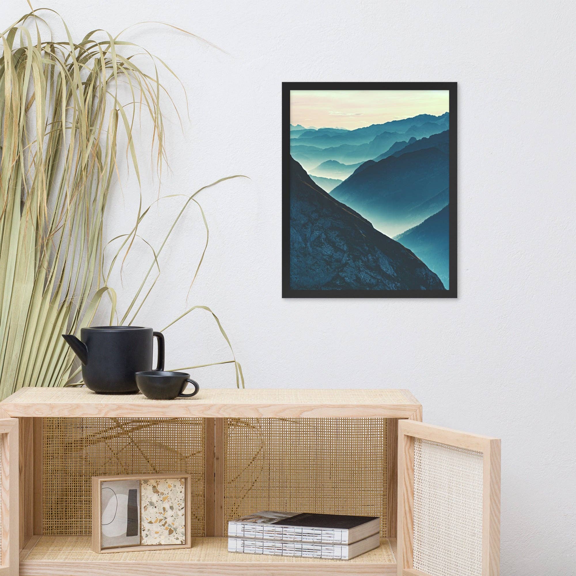 Pipa Wall Art & Home Decor – wholesale Art print – Misty Blue Silhouette Mountain Range Photo Framed Art3