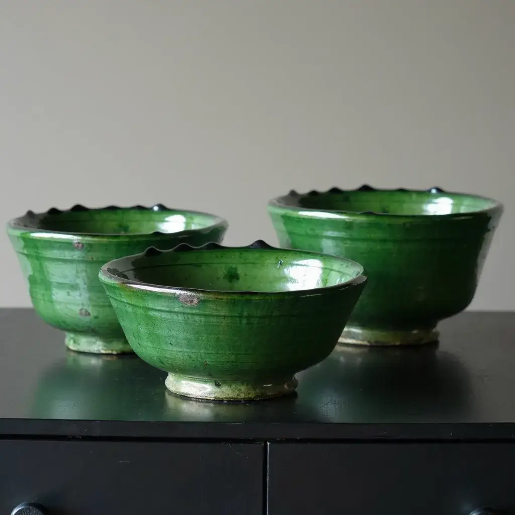 High crafty - Wholesale Serveerschaal - 🌿 Set van 3 Marokkaanse Tamegroute aardewerken kommen6