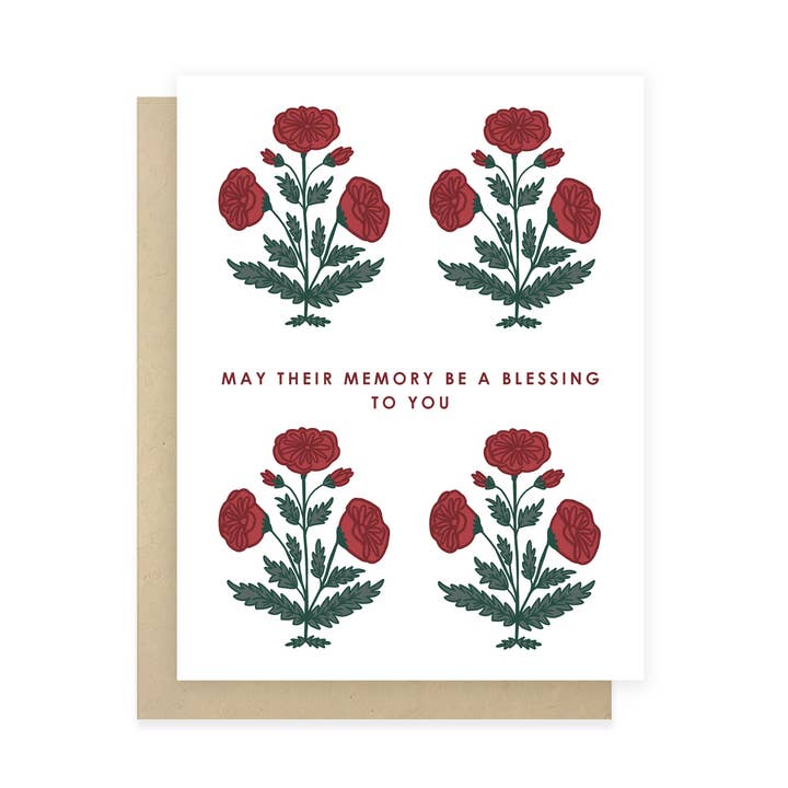 May Their Memory Be A Blessing - Red Poppy Sympathy Card for wholesale by Instead of Ashes