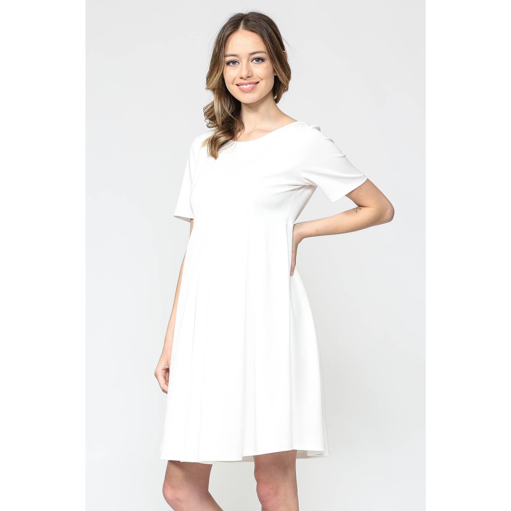 Hello Miz - Wholesale Dress - Maternity - Pleated Round Neck Maternity Skater Dress8
