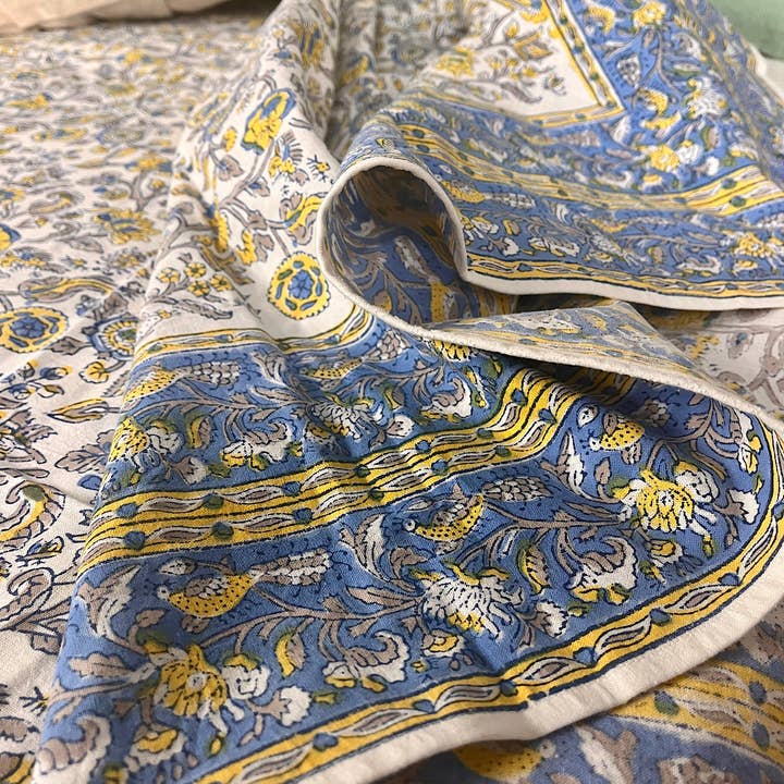 Couvre-lit 90x108 Provence Bleu Jaune pour la vente par natural habitat