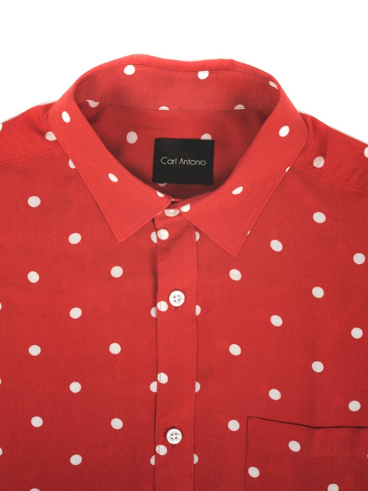 LOVE DOT SHIRT IN RED VISCOSE for wholesale by Carl Antonio