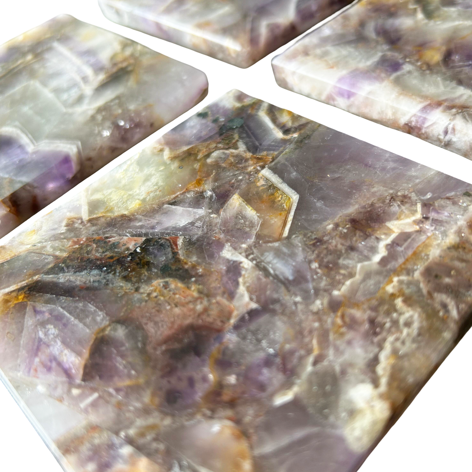 Serein Wellness – Engroshandel Bordskånere – Amethyst Coasters Lilla Krystal Sæt med 4 Stk6