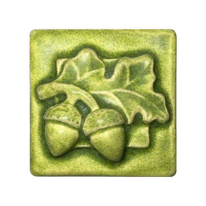 Vintage-inspired Ceramic Acorn Tile: Autumn Wall Art for wholesale by Whistling Frog Tile Inc.
